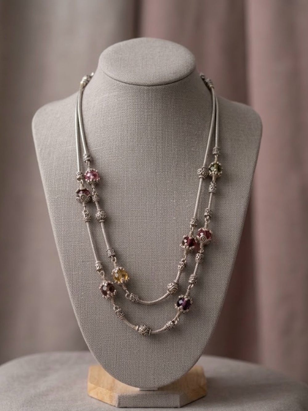 Brighton Glass Mountain Multicolor Crystal NecklacevSilver Plate 2645